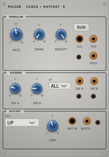 The Pulsar panel - clock + ratchet